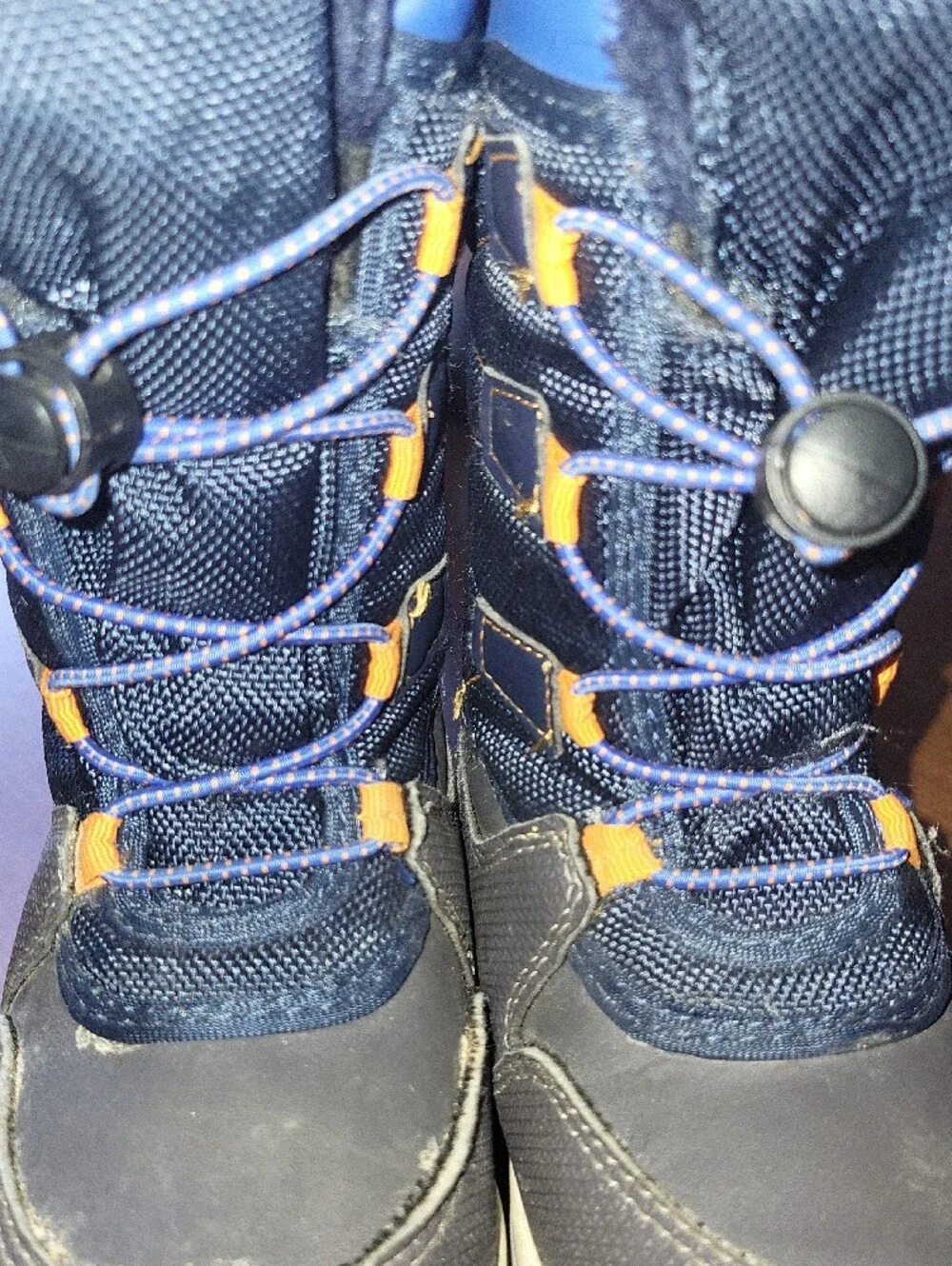 3M Thinsulate Kids Boots in Navy Blue with Orange Accents